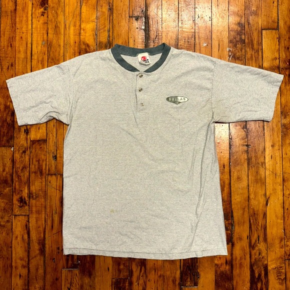 Carolina Other - Vintage Carolina Smile Shirt XL Gray Pinstripe Dallas Logo Short Sleeve Classic